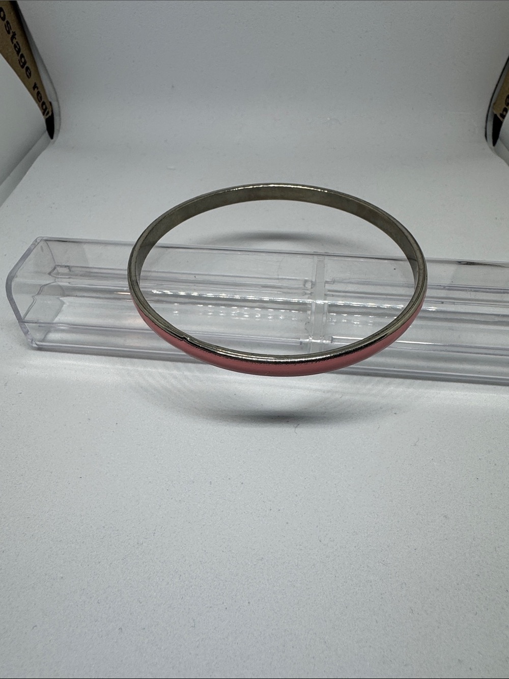 Pink Enamel Metal Bangle Bracelet